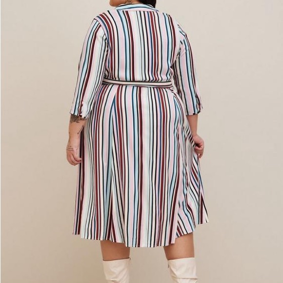 Torrid Midi Stretch Challis Button Front Shirt Dress Multi Color 00 - Picture 7 of 9